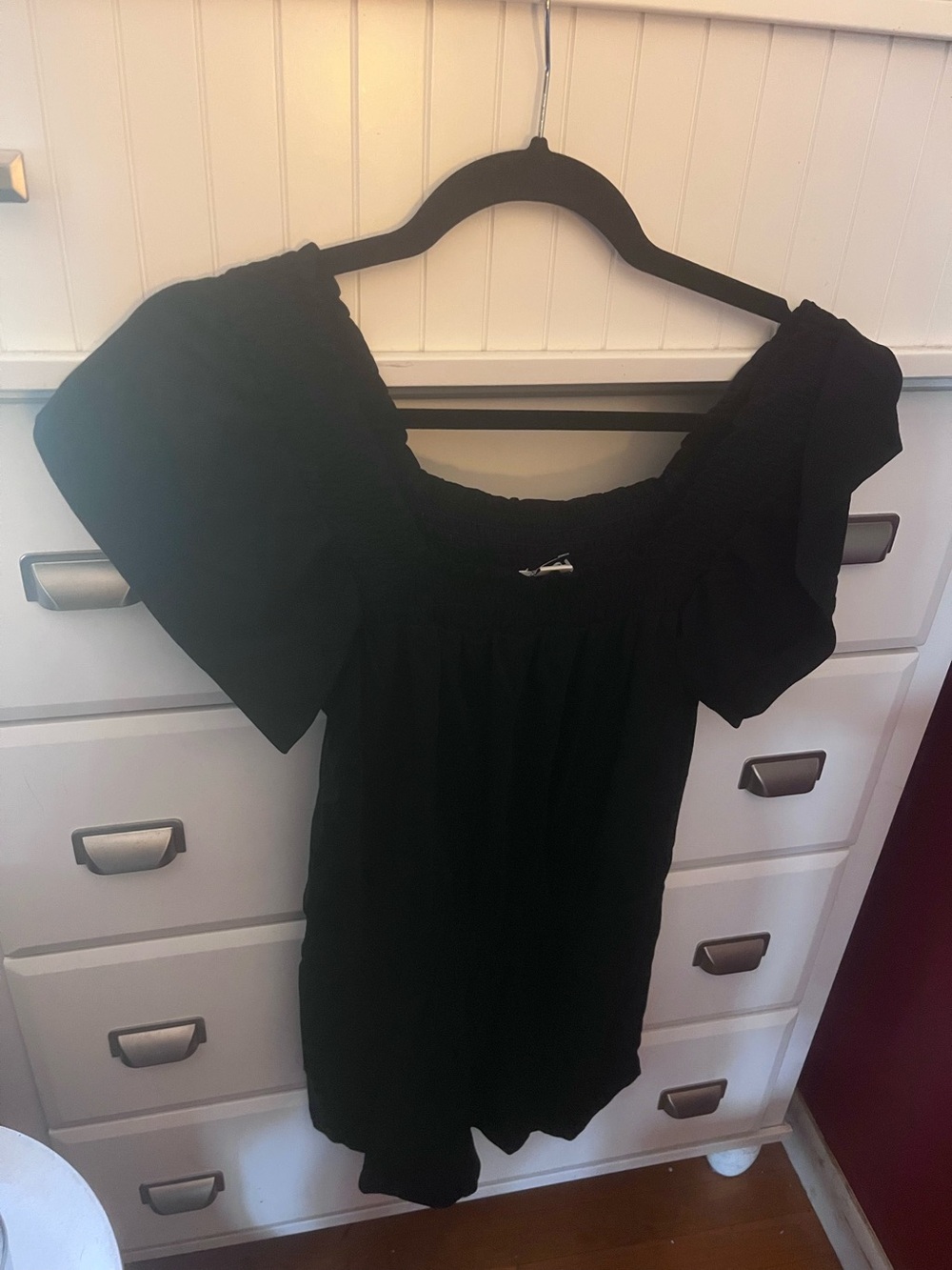 JCrew Women’s Black Puff Sleeve Square neck romper